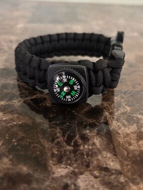 Paracord Compass Bracelet Black Outdoor Camping Survival Buckle Wristband New